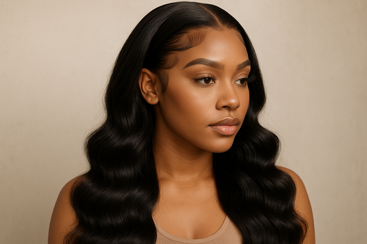 body wave lace frontal on human head with nice edges