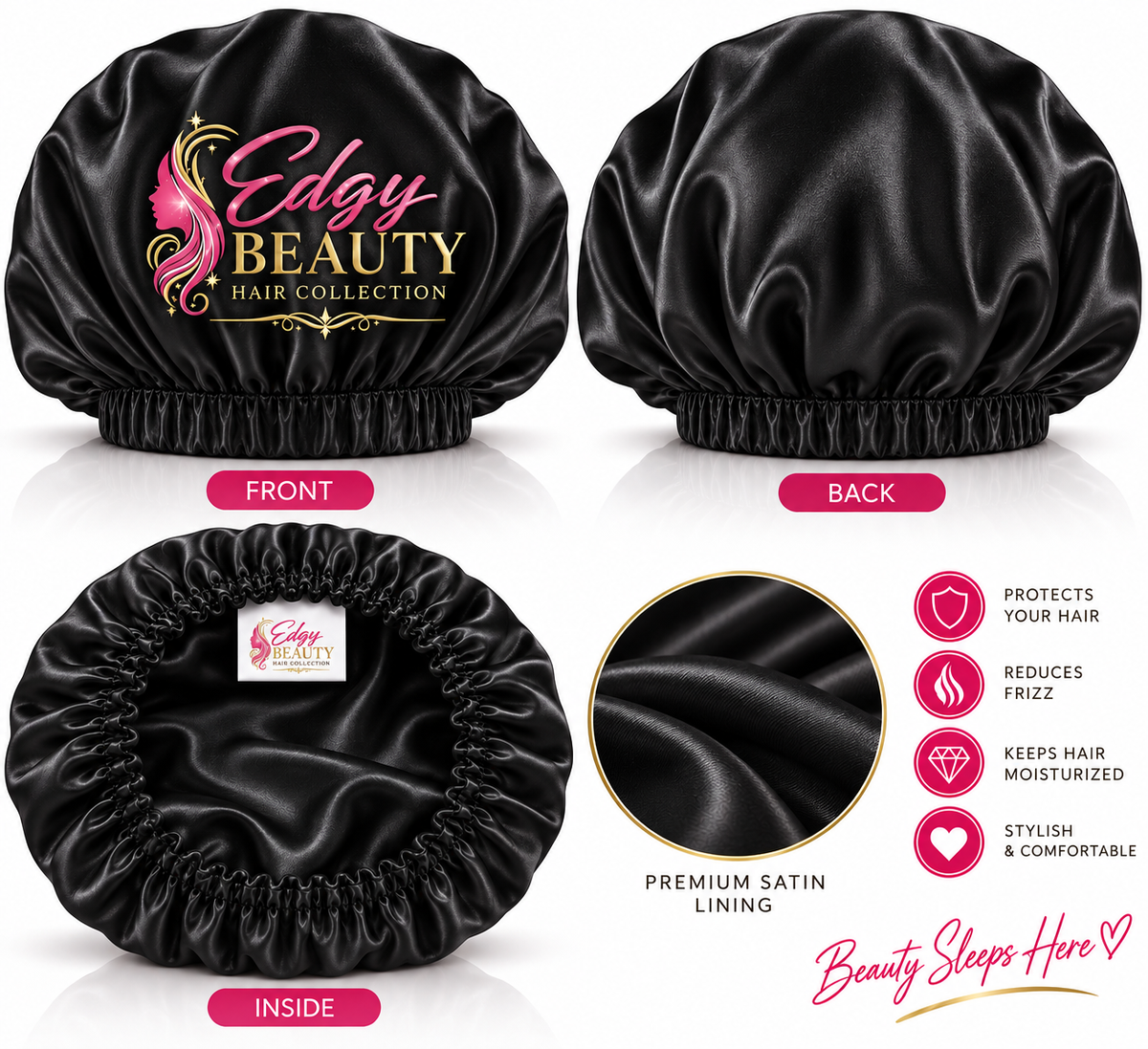 Edgy Beauty Silk & Slay Satin Bonnet