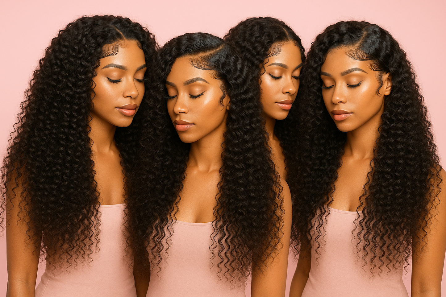 long kinky curly wigs with pink background and nice edges
